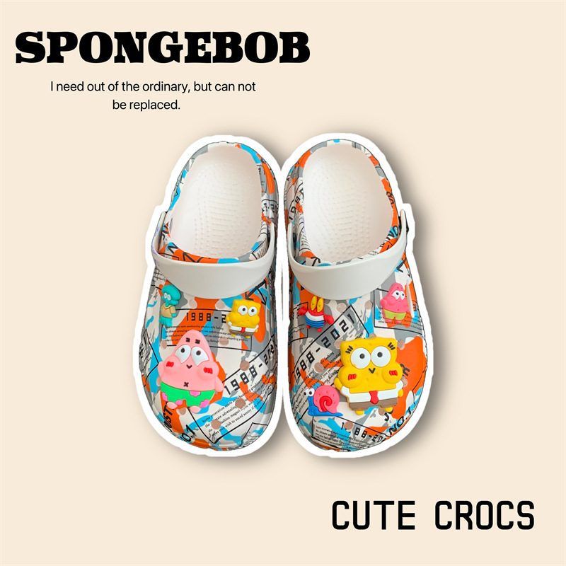Pantuflas de estilo coreano con punta cerrada para mujer, ideales para uso en exteriores, nuevo modelo de verano 2026, zuecos de dibujos animados ultra suaves con suela gruesa antideslizante.