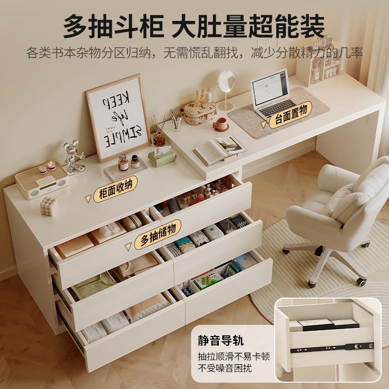✅ Corner Desk Bedroom Semi-Enclosed Dressing Table Integrated Bedside Light Luxury L-Shaped Office Desk Computer