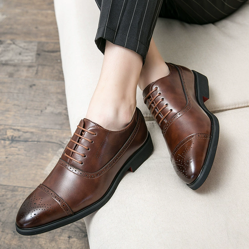 Cross-border 2025 New Amazon Pointed Toe British Style Leather Shoes Hairstyle Loafers Casual Leather Shoes Men's Wedding Men's Shoes