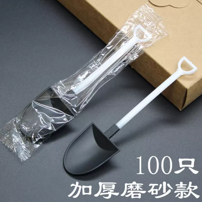 Одноразовая ложка для мороженого шпатель вилка мультяшная посуда горшечная чашка торт черно-белая лопатка Ложка Вилка утолщенная матовая