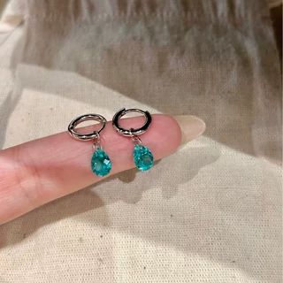 纯银S925帕拉伊巴水滴耳环女清新简约百搭耳饰高级通勤设计感饰品
