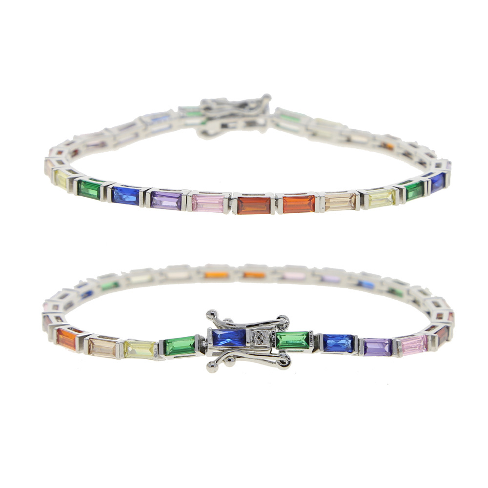 15g Weight Zircon Inlay Material Tennis Bracelet Classification 1 Piece Quantity Daily Occasion Hip-hop Rhombus Copper Inlay Zircon Tennis Bracelet