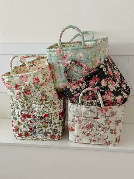 Cross-Border Large Flower Series Storage Baskets, High Aesthetic Value, Lightweight Storage, Pastoral Style, Foldable Clothing Portable Storage Baskets