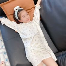 2026春秋新款童装 儿童睡裙蕾丝花边睡衣儿童家居服