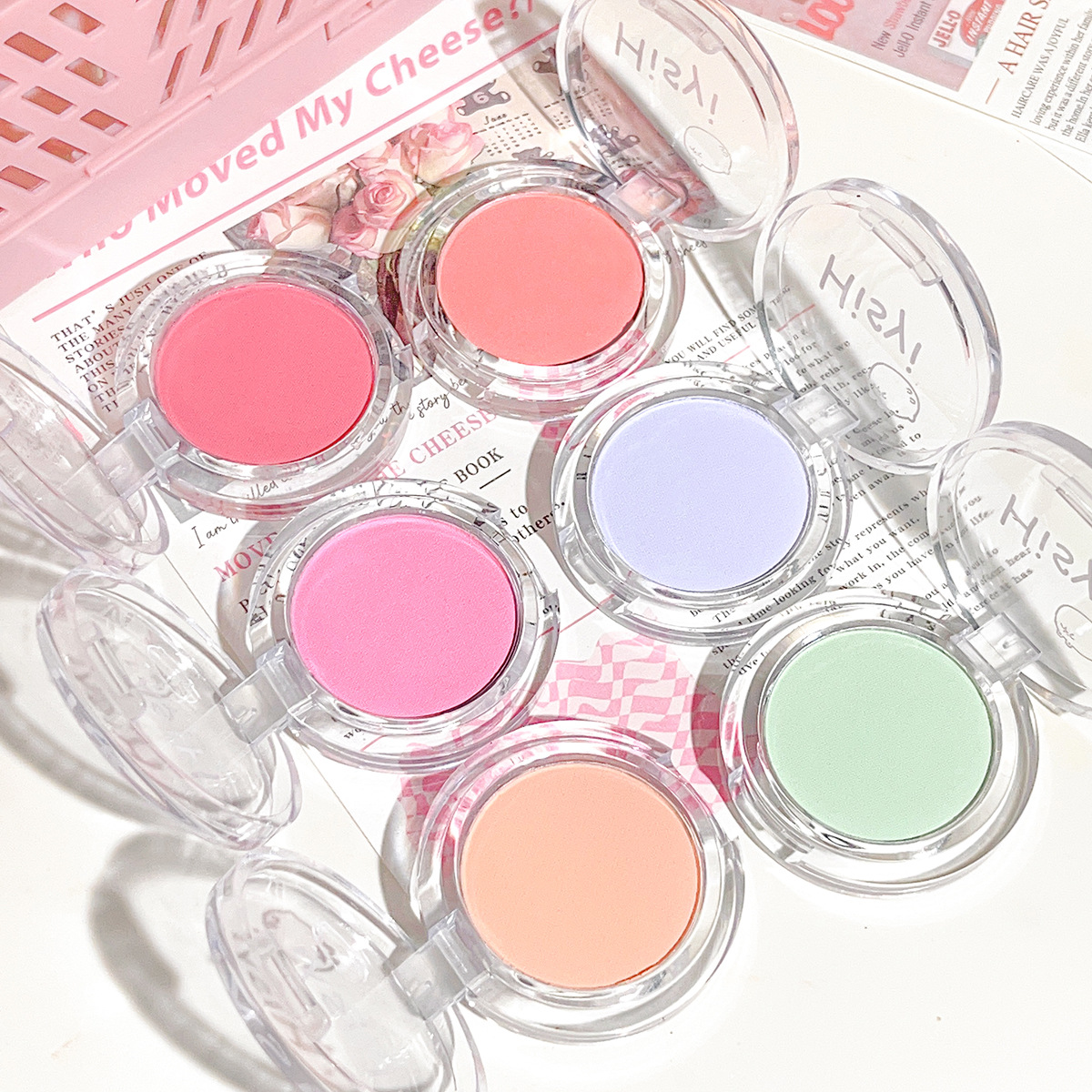 HISYI Monochrome Blush Plate Gill Blue Gill Purple Gill Green Inflated High Light Low Saturation Natural Color Holding Makeup Blush
