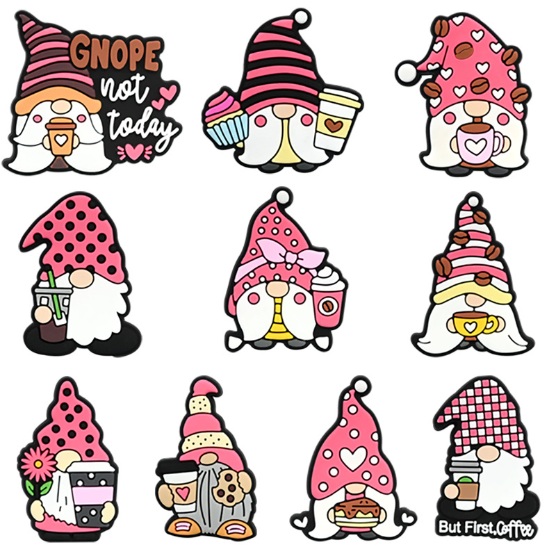 跨境新品可爱地精洞洞鞋鞋花卡通pvc软胶鞋扣可拆卸diy洞洞鞋配饰