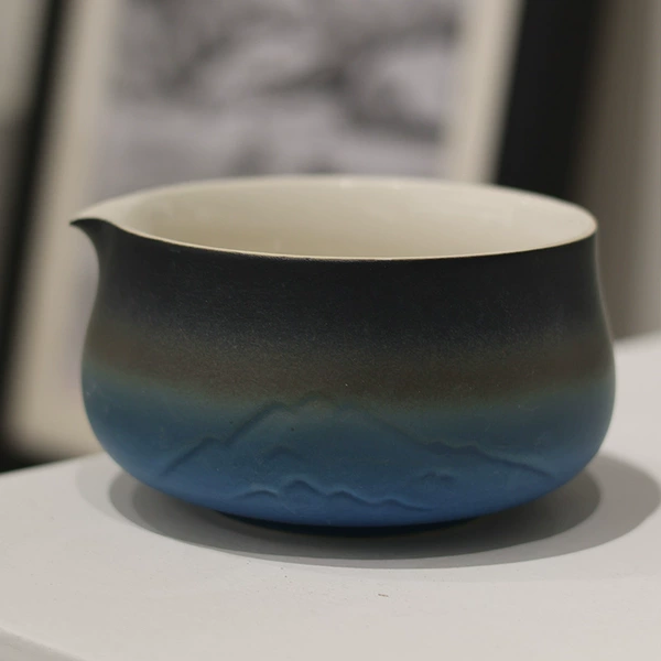 Gradient distant mountain black and blue single bowl