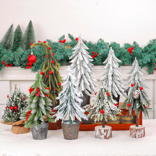 Cross-border Christmas tree decorations desktop simulation red fruit tree Christmas tree window party props ornaments