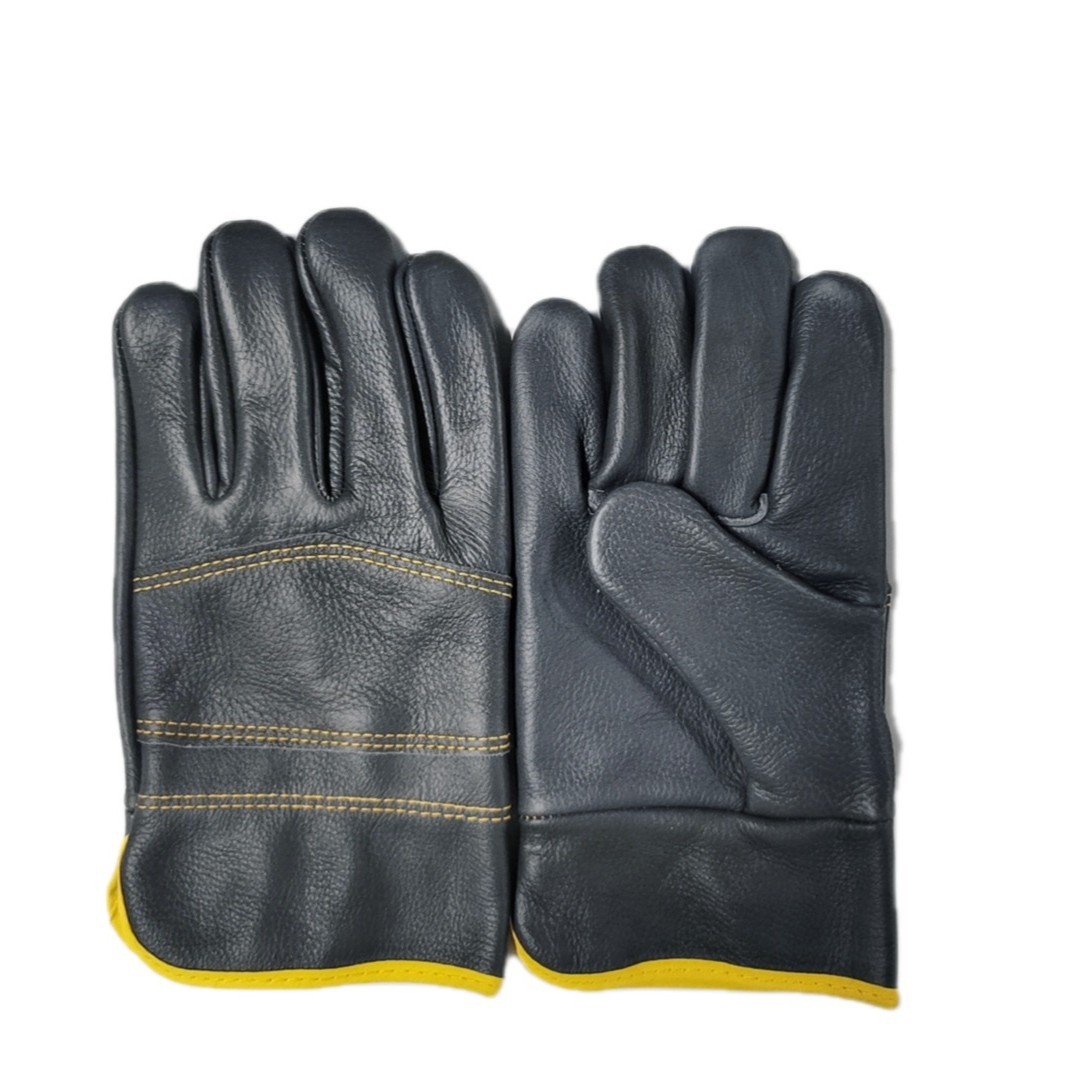 厂家批发深色焊工焊接劳保柔软耐磨软皮防护手套