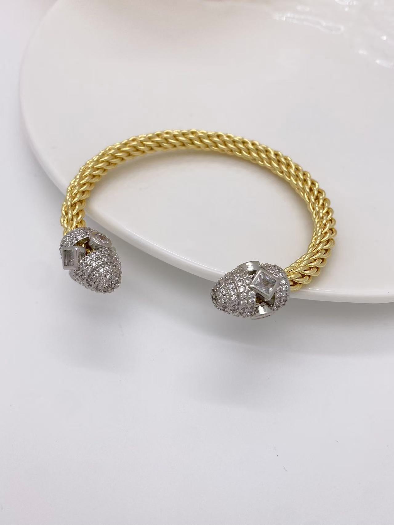 골드+화이트 골드 팔찌