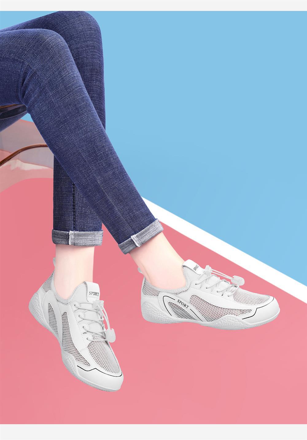 Giày thể thao nữ đế dày mùa hè 2025, sneaker lưới thoáng khí, giày trắng phong cách cổ điển — LJ 58278m màu bốn mùa, LJ 58109- 2m màu Bốn Mùa, Lưới màu xám LJ 58219m, Lưới trắng LJ 1138 chi tiết 4