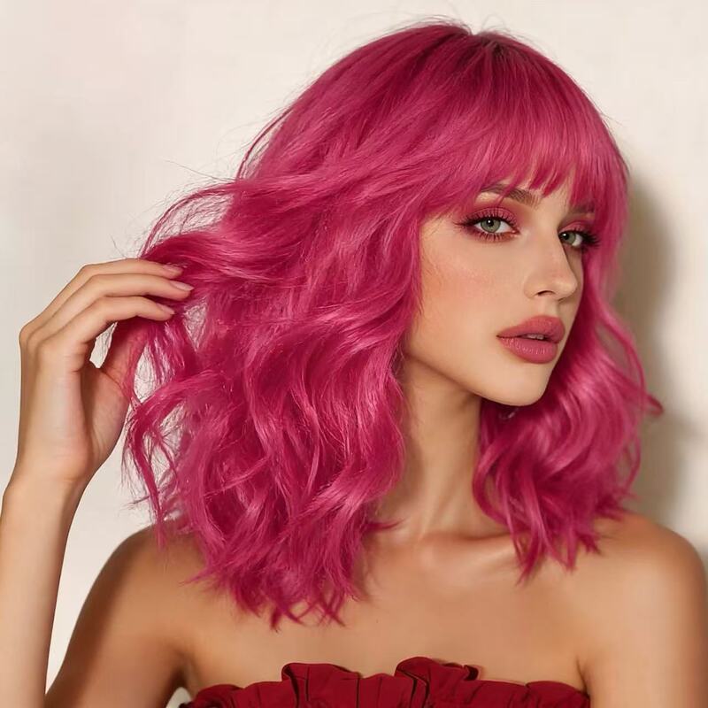 Cross-Border European and American Style Wig with Bangs, Ocean Wave Short Curly Hair, Cosplay Wig, Women's Full Head Wig, Factory Direct Sale New Product Cross-Border European and American Style Wig with Bangs, Ocean Wave Short Curly Hair, Cosplay Wig, Women's Full Head Wig, Factory Direct Sale New Product