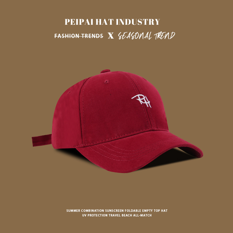 Gorra de béisbol, cara coreana, ala de sombrero pequeña ensanchada, mujer, pómulos, circunferencia de la cabeza grande, sombrero para el sol profundo, sombrero de visera rojo, hombre