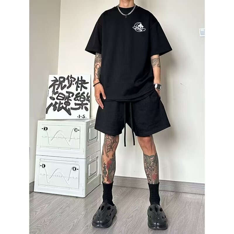 Summer American-Style Men's Trendy Brand Shorts, Cool Sports Basketball Solid Color Pants, Fitness Casual Loose Shorts