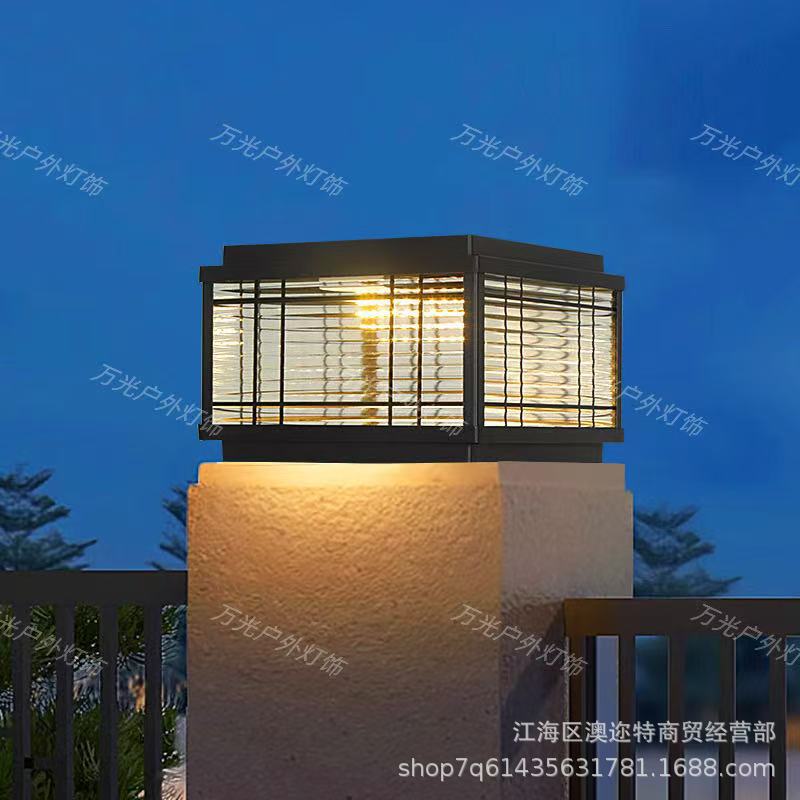 Villa solar column lamp outdoor waterproof wall lamp courtyard gate column lamp outdoor high-grade landscape column lamp