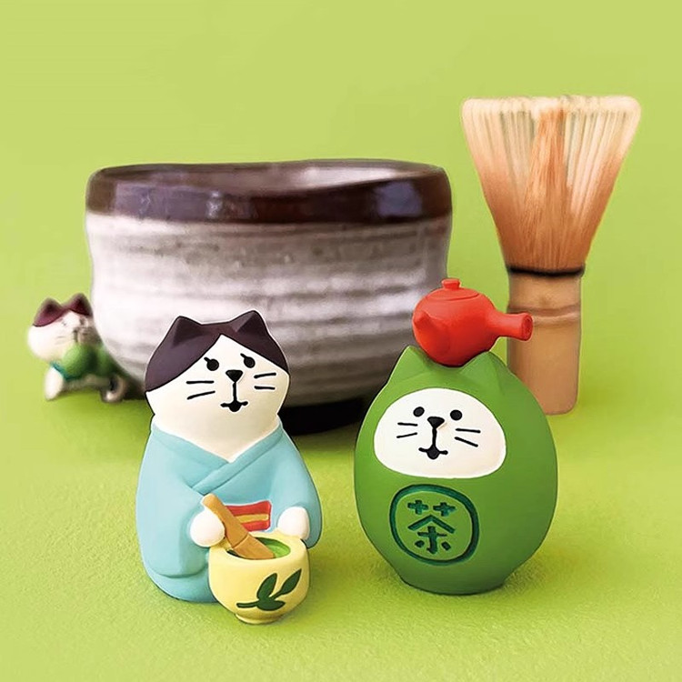 日本式抹茶シリーズ家庭猫樹脂かわいい車載デスクトップdiy小置物プレゼントミニチュア撮影場
