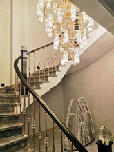 农村楼梯扶手自建房简约栏杆弧度阁楼欧式铝合金扶手立柱新款复式