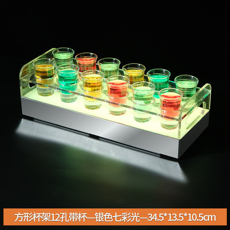 Estante para botellas de vino con iluminación LED, soporte para vasos de chupito, utensilios para beber en KTV, soporte para vasos de chupito, estante creativo y colorido para cócteles image 15