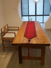 老榆木门板茶桌原木板实木吧台中式复古墙板铁艺风化木茶台椅