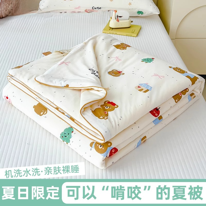 Colcha fresca de verano de algodón de punto de dibujos animados Colcha de aire acondicionado de dormitorio de estudiantes Colcha de verano para niños Colcha fina de verano lavable a máquina