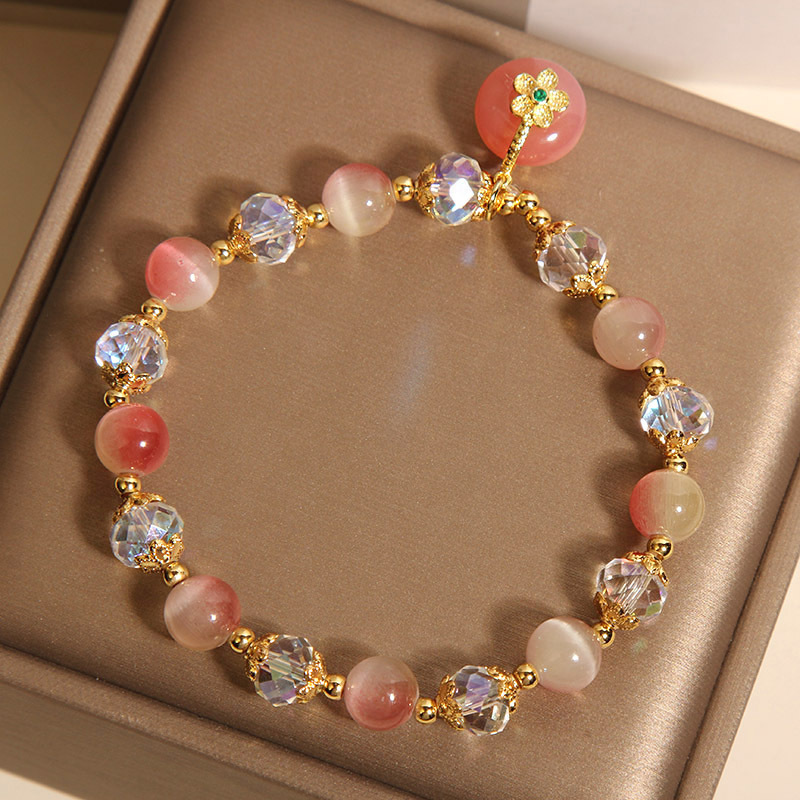 New Chinese Style Gradually Varied Pink Opal Bracelet Women's Light Luxury Small