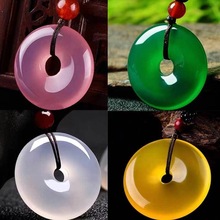 天然玉髓平安扣吊坠 白玉髓红 黄绿玛瑙平安扣挂件吊坠批发饰品