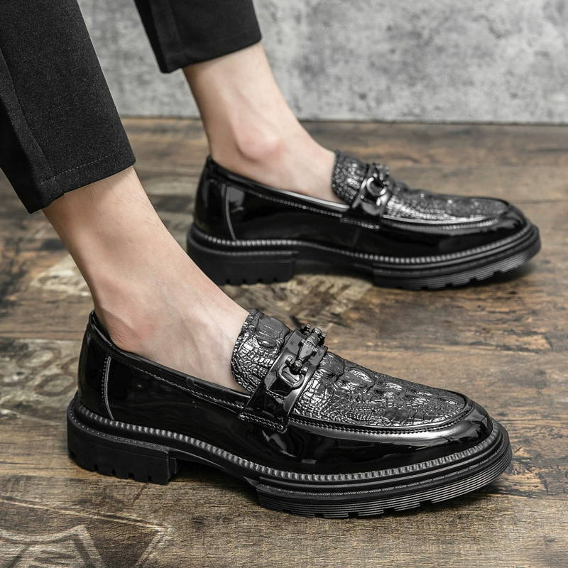 Мужская кожаная обувь 2022, осенняя Новая мужская кожаная обувь, мужская деловая официальная одежда с крокодиловым узором, мужская обувь, британская Свадебная обувь