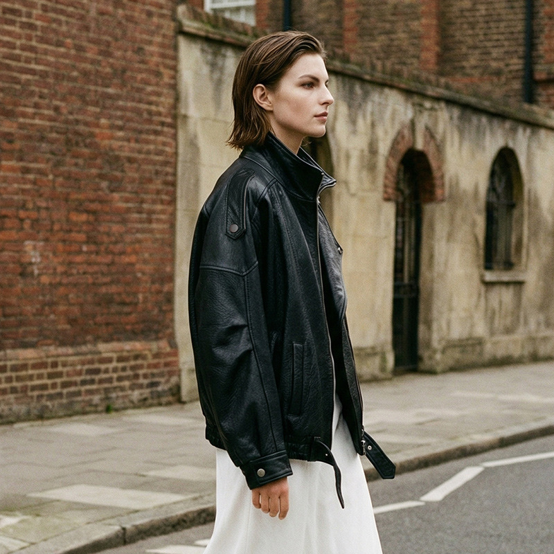 Autumn High-End Women's Lamb Foam Leather Genuine Leather Jacket Women's Outwear Heavy Leather Jacket Retro Silhouette Jacket for Women