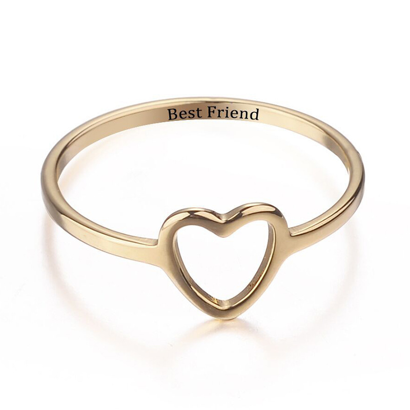 Wholesale Jewelry Simple Style Letter Heart Shape Alloy Plating Hollow Out Rings display picture 3