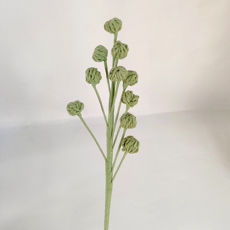 Ramo de flores eternas tejidas a mano multicolor acabado flor falsa Ramo de frutas pequeñas tejidas a todo fósforo de lana con hierba