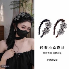 花朵款手工气质发箍百搭日常高级感带齿压发发卡优雅时尚黑色发卡