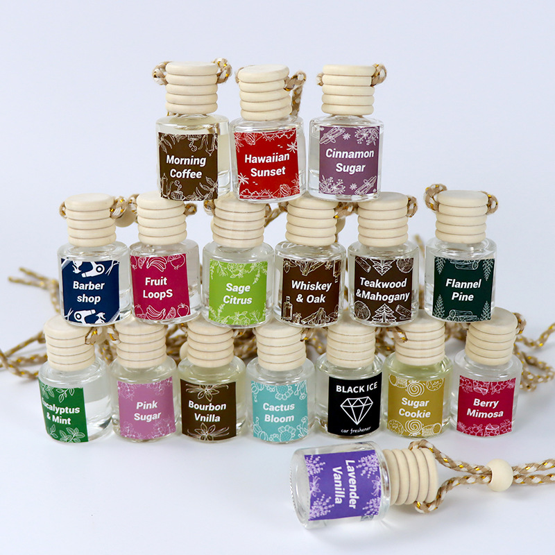 跨境热款车载香薰玻璃瓶香薰后视镜香水挂件Car Air perfume