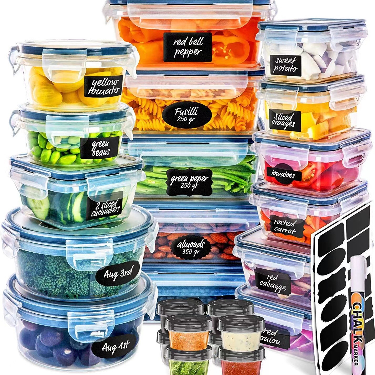 24-piece set sealed plastic fresh-keeping box lunch box fruit Bento office workers can be heated by microwave oven special bowl with lid
