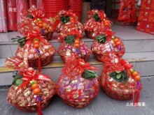 婚庆喜事用品特大号烫金纱袋网袋装喜盆温州订婚回礼六样十样喜袋