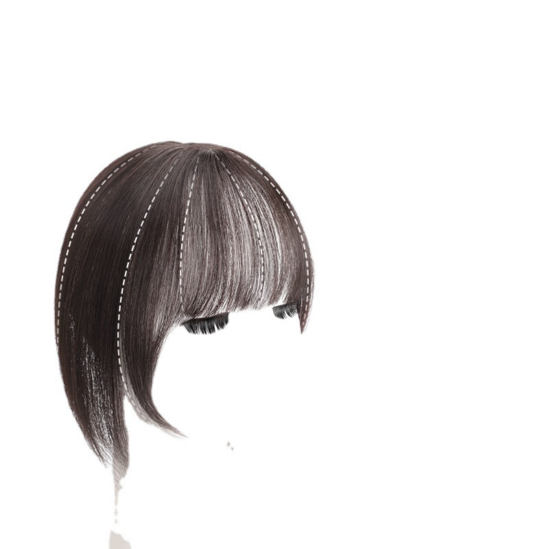 3D estilo francés aire Bangs peluca cabeza femenina verano reemplazo de cabello simulación cabello sin costuras pelo blanco cubierta natural frente hendidura Bangs