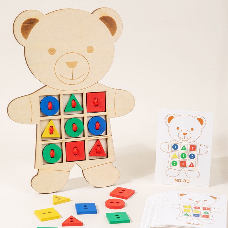 Cross-border CE CPC oso botones emparejados cuerda bordado forma de color cognitivo juegos de iluminación de la educación temprana image 6