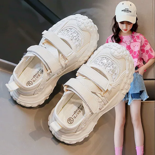 Girls' Sandals 2026 Spring and Summer New Children's Sports Sandals Girls' Mesh Shoes for Older Children Fashionable and Stylish Closed-Toe Shoes