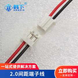 PH2.0mm间距针座 端子焊接线连接线线束70mm长度2.0-2P公头端子线