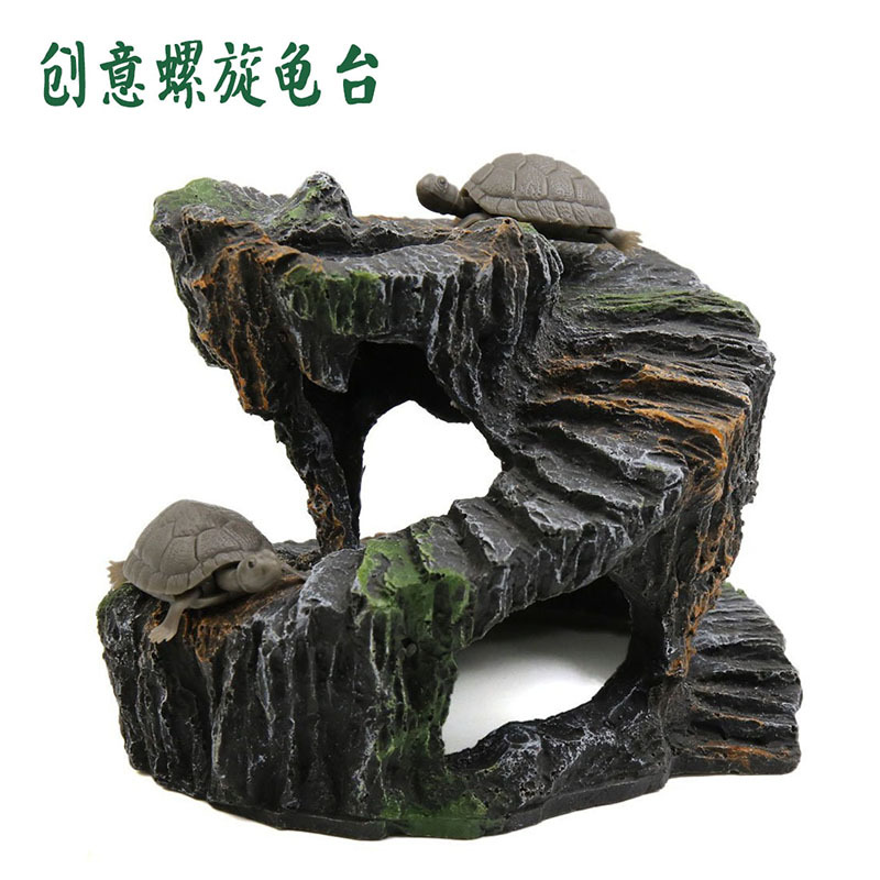 Tortuga de resina de simulación, plataforma de escalada, pecera, artesanía, decoración de acuarios