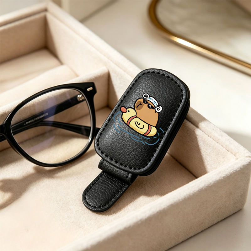 Black cross-border best-selling sunglasses holder, creative car sun visor storage, swimming glasses clip
