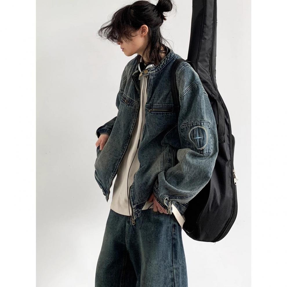 Retro Washed Vintage Denim Jacket For Men And Women Oversized_voghion.com