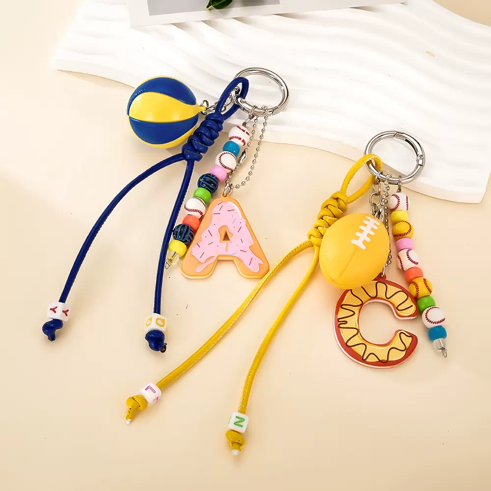 运动系列钥匙扣挂件创意迷你立体球类字母书包装饰挂绳手机壳挂饰
