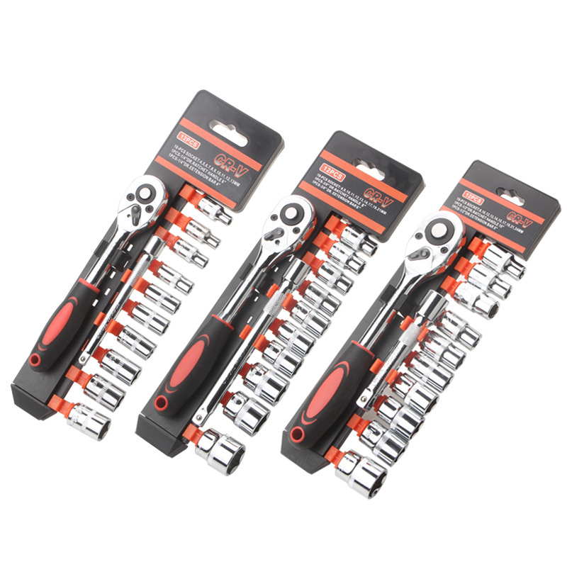 12-piezas socket traje ratchet 1/2-3/8-1/4 rápido socket llave traje coche hardware herramienta conjunto