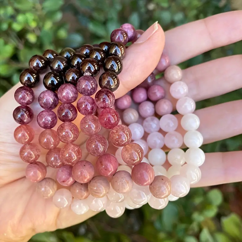 Cross-Border Jewelry Natural Stone Geometric Beaded Bracelet 8mm Gradient Color Elastic Handmade Wholesale Mother's Day Gift