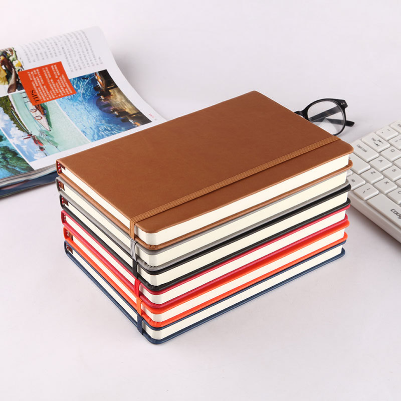 1 Piece Solid Color Learning Imitation Leather Wood-free Paper Business Notebook display picture 3