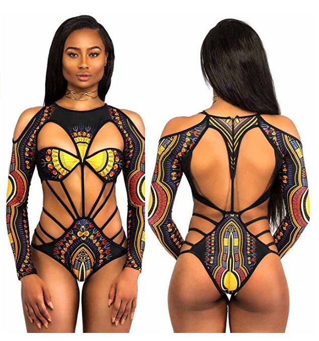 African Digital Print Swimsuit Image 5