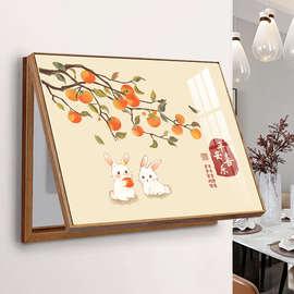 ✅电表箱装饰画免打孔客厅新中式配电箱电闸盒遮挡箱总电源开关挂