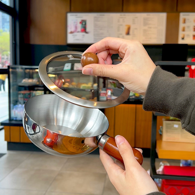 304 panela de fideos de acero inoxidable pequeña olla de cocción de alimentos suplementarios para bebés olla de leche una persona pequeña olla caliente horno electromagnético refrigerio freidora