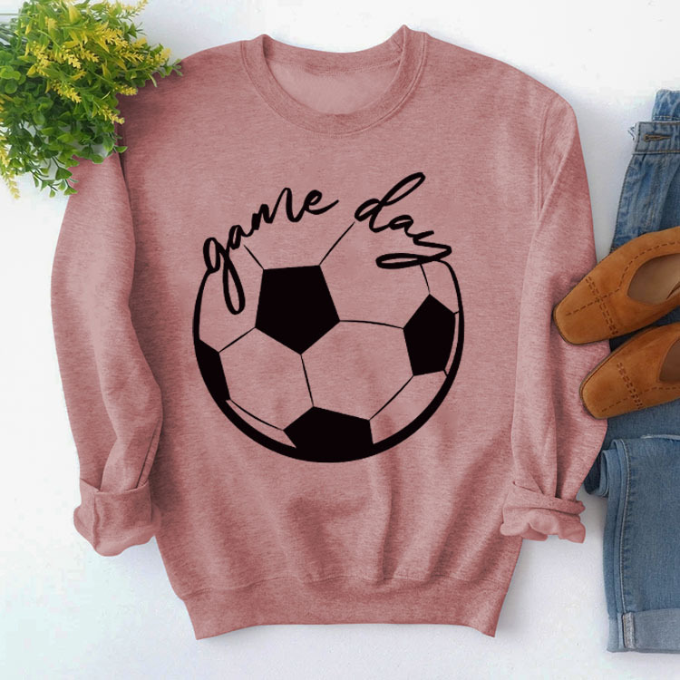 Amazon suéter simple cuello redondo en stock europeo y americano Top manga larga día juego impreso Loose comercio exterior