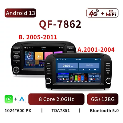 Suitable for 01-11 Mercedes SL | DVD Navigation - qf7862-android-13-8-core-6g128g-type-a-2001-2004-7inch